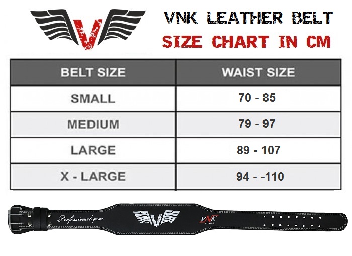 vnk leather belt size chart